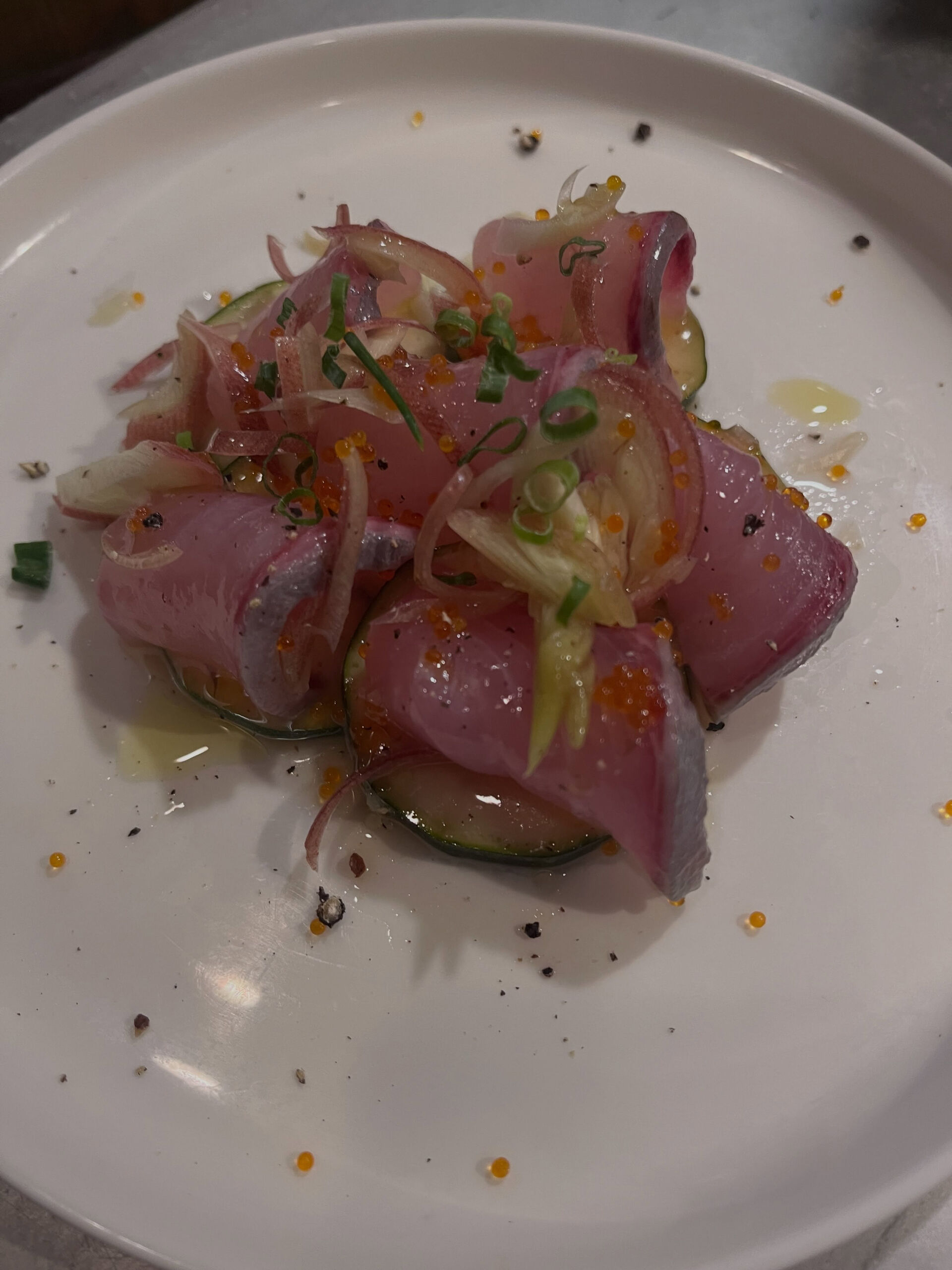 「カンパチとズッキーニのカルパッチョ」🐟